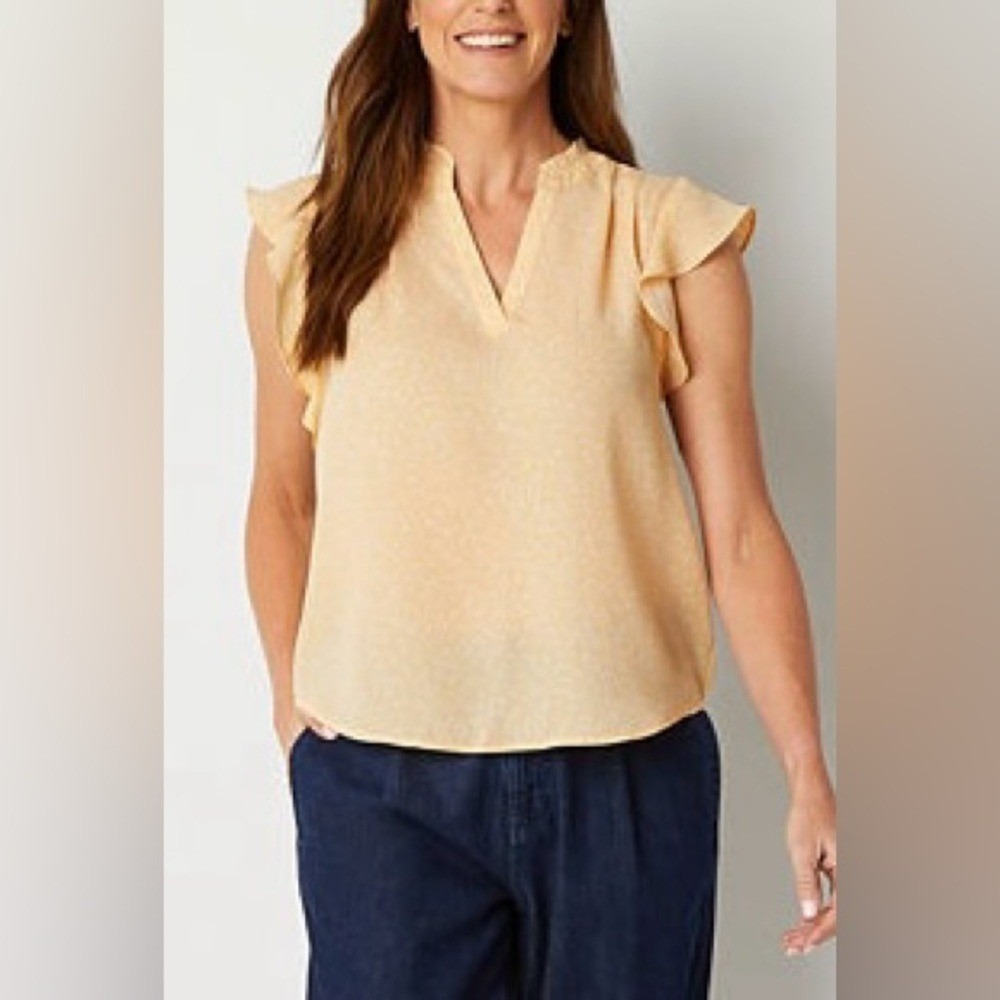 Liz Claiborne‎ Yellow Ruffle Sleeve Blouse